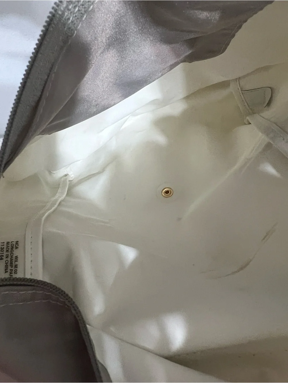 Longchamp Gray Backpack with Brown Trim and Straps medium